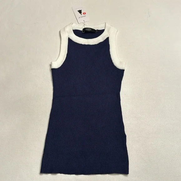 NWT ZESICA Summer Sleeveless Tank Tops Navy / White - Picture 3 of 5